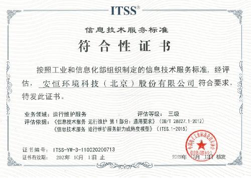 安恒集團(tuán)獲頒ITSS信息技術(shù)服務(wù)標(biāo)準(zhǔn)符合性證書(shū)，技術(shù)服務(wù)水平再獲權(quán)威認(rèn)可
